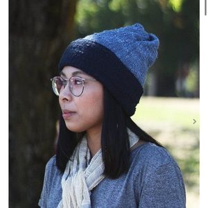 Kobo Oriza Knit Cap, Cotton Multi Functional, Blue and Navy Knit